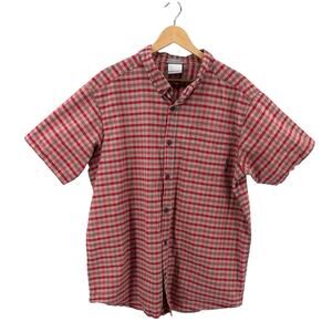 Columbia Plaid Shirt Men's XL Rapid Rivers Ii Short Sleeve Shirt Red/Beige Check